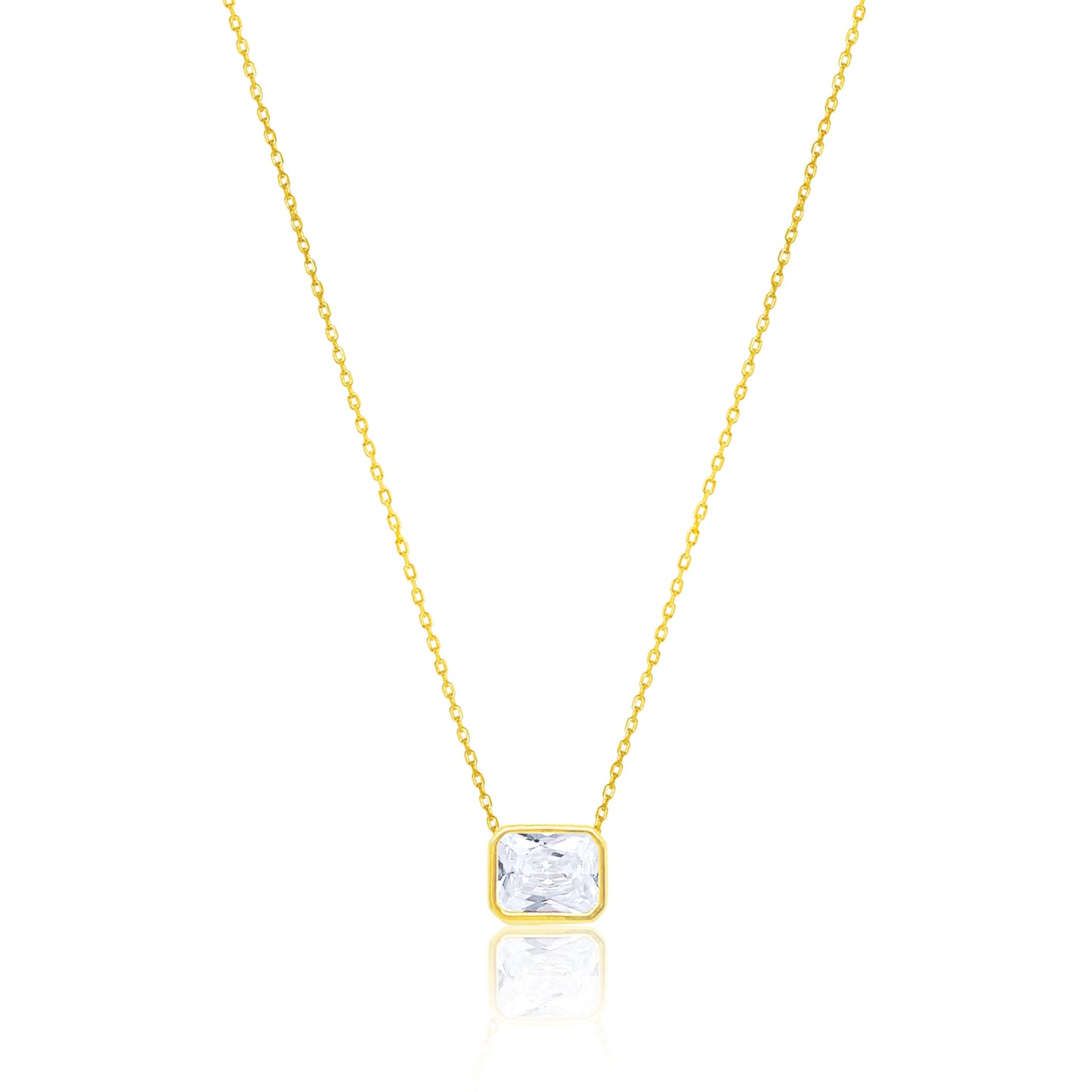 Etoielle Yellow Gold Tone Bezel Set Cushion CZ Necklace