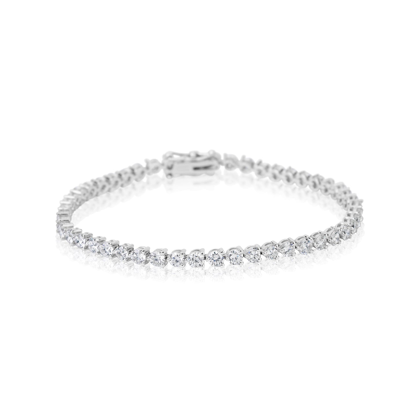 White Gold 3 Prong Tennis Bracelet
