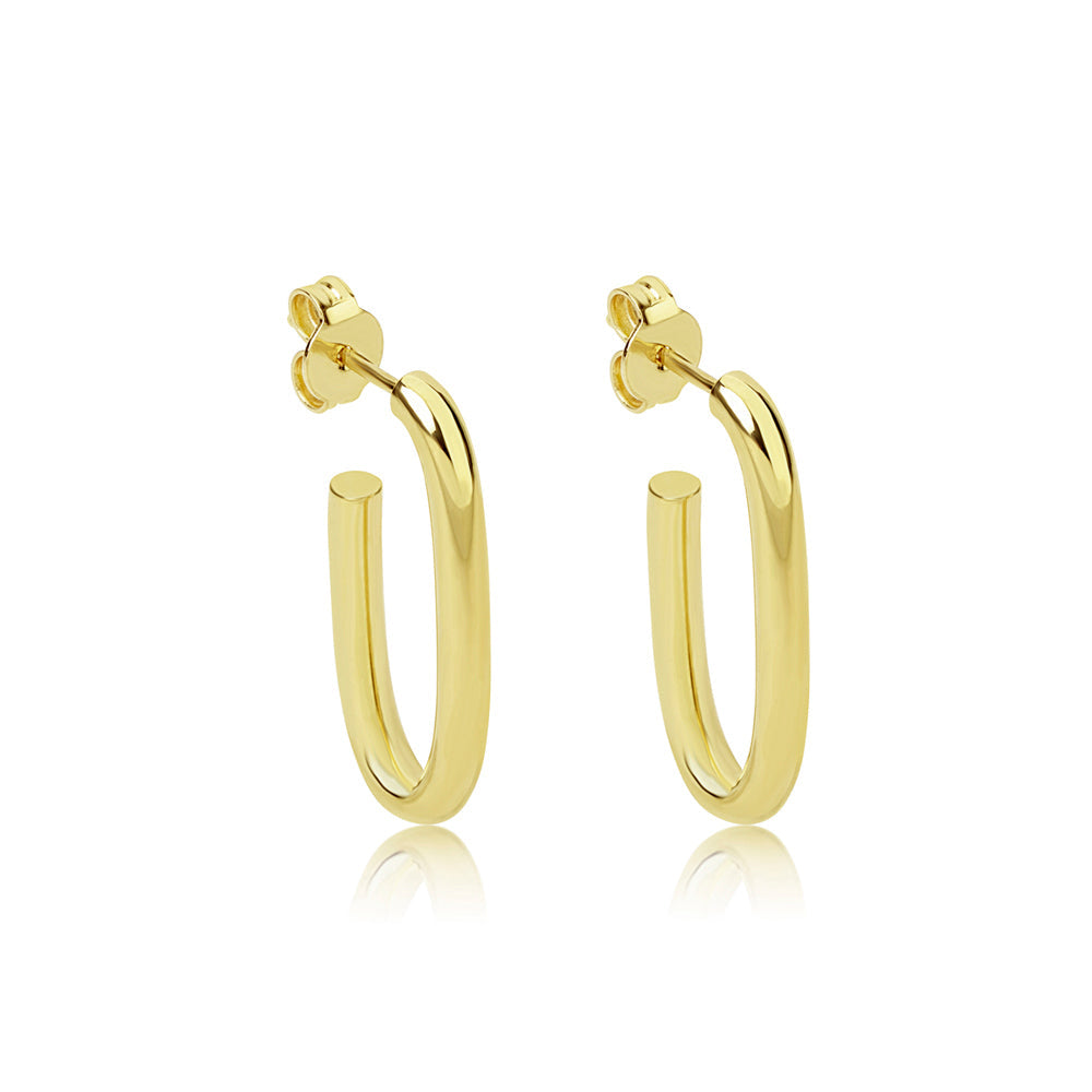 14k Medium Gold Oval Hoops