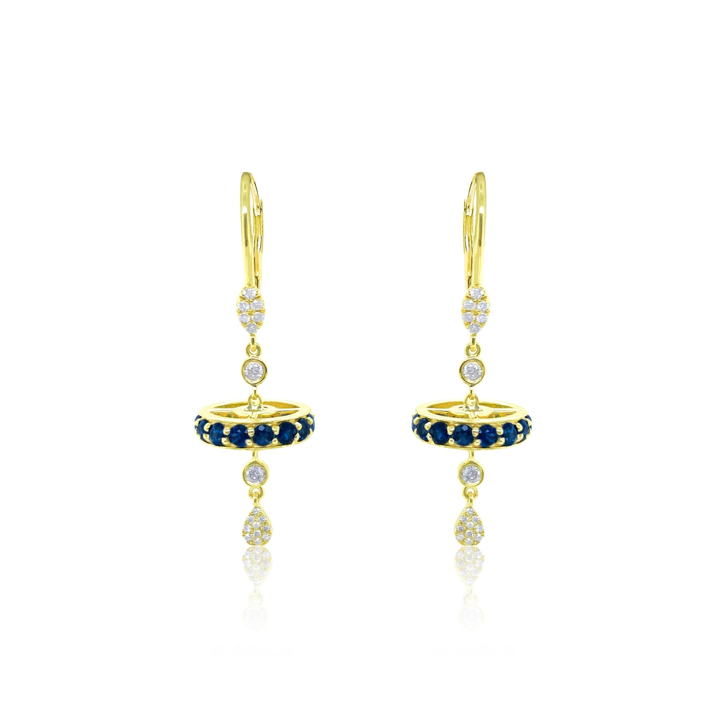 Blue Sapphire Wheel Earrings