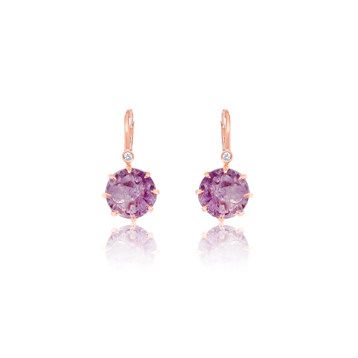 Yellow Gold Amethyst Earrings