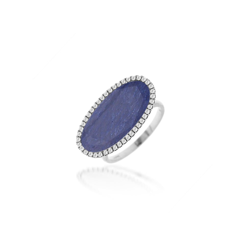 White Gold Blue Sapphire Diamond Ring