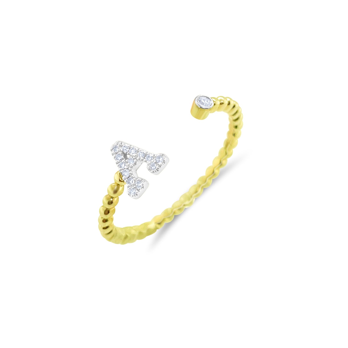 Dainty Initial Diamond Ring