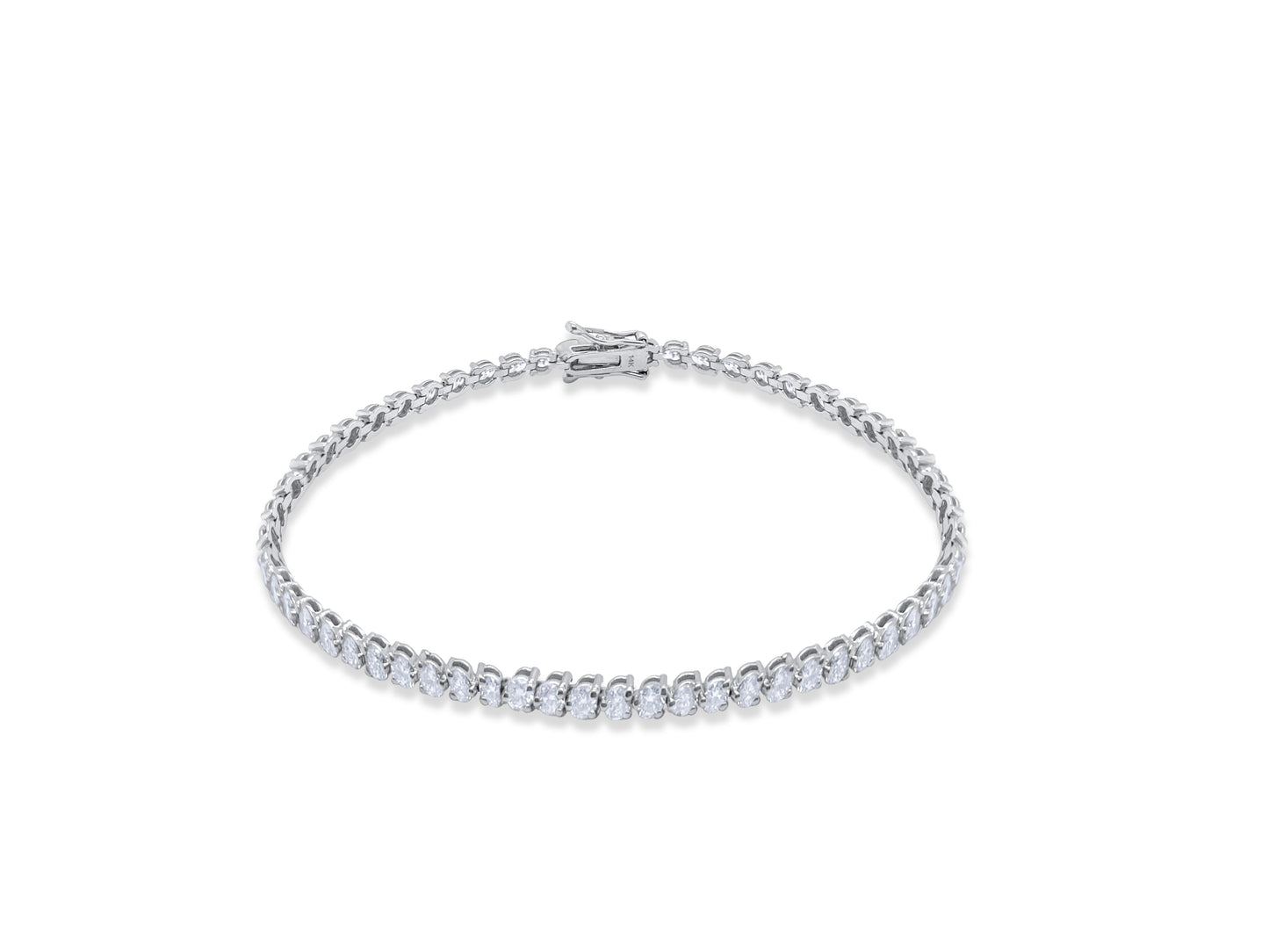 White Gold 3 Prong Tennis Bracelet