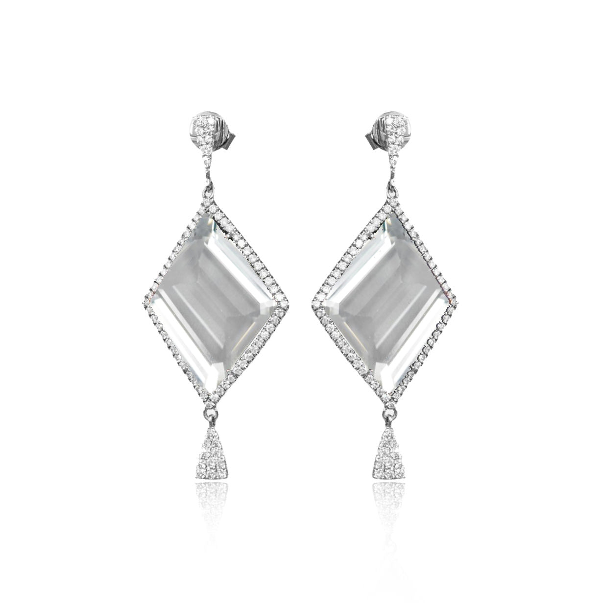 White Topaz Kite Drop Earrings