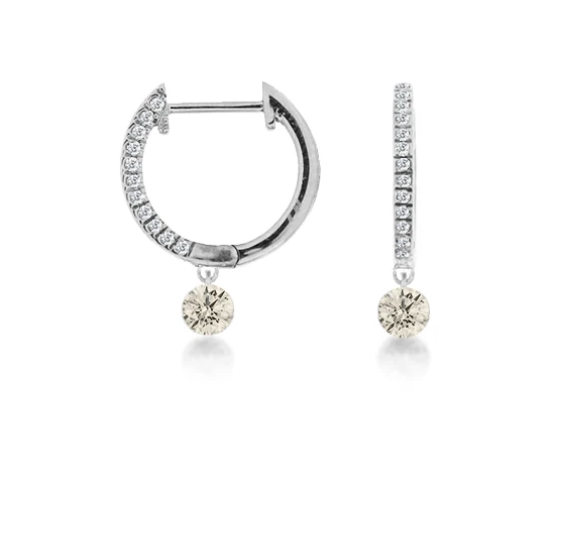 White Gold Diamond and Drilled Diamond Huggies