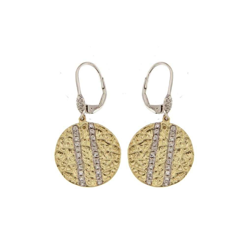 Textured Circle and Diamond Strip Earrings