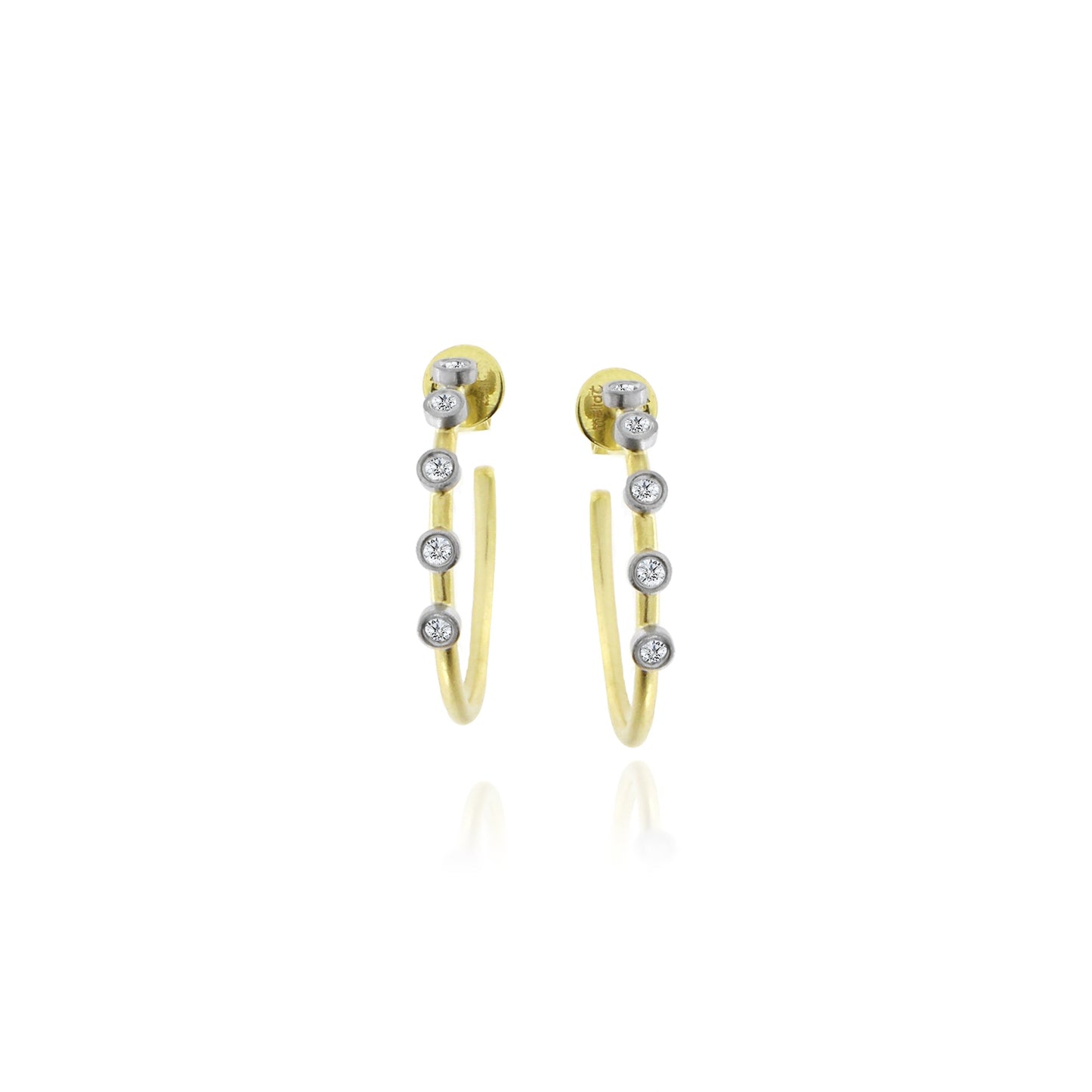 Yellow Gold Bezel Hoops