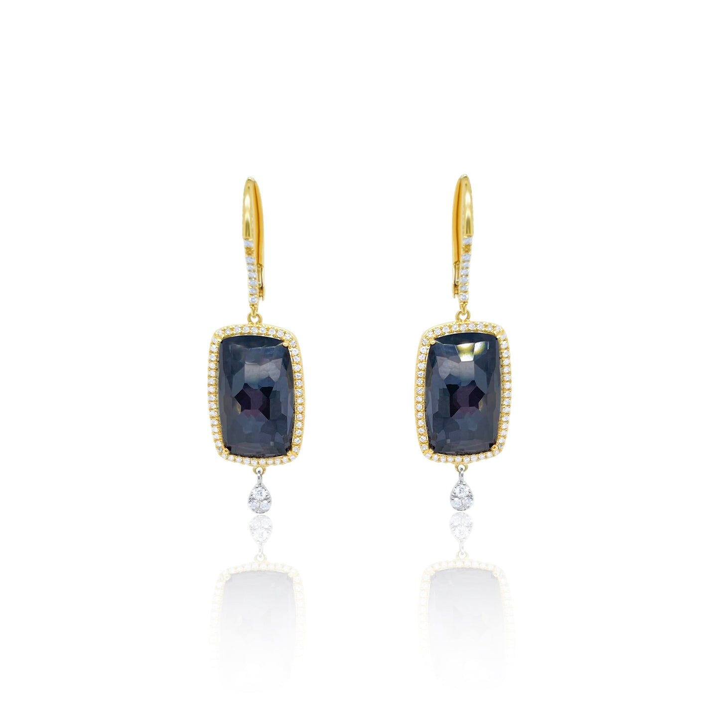 Yellow Gold Diamond and Hematite Earrings