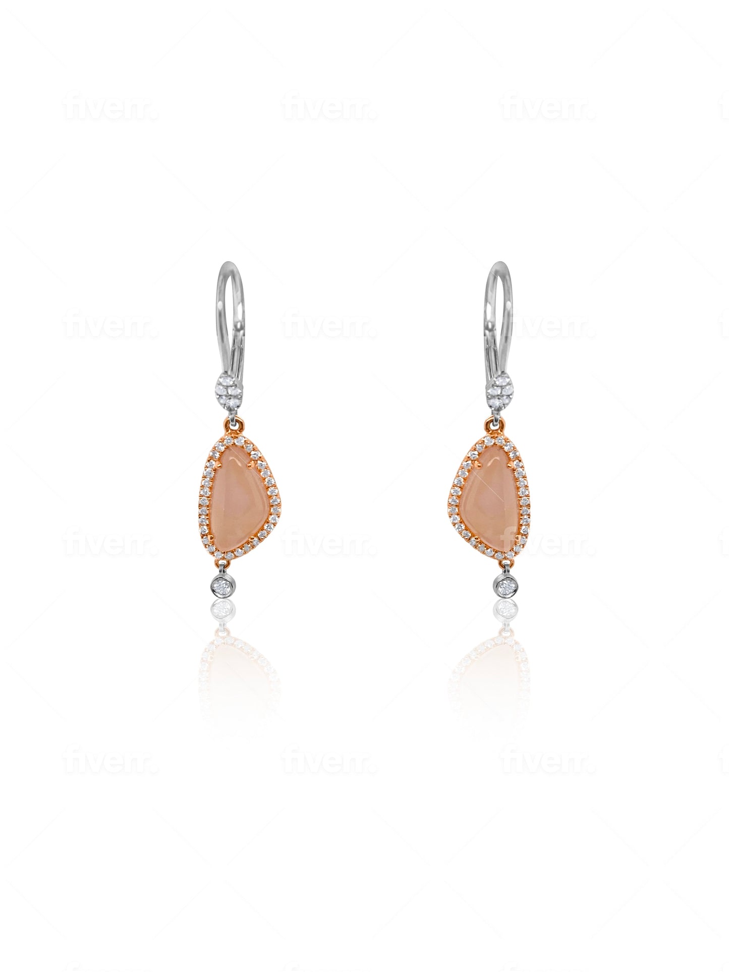 Rose Quartz Diamond Dangle Earrings
