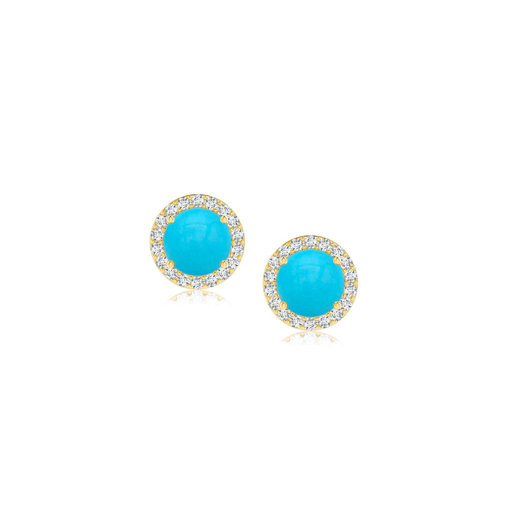 Yellow Gold Turquoise Diamond Studs
