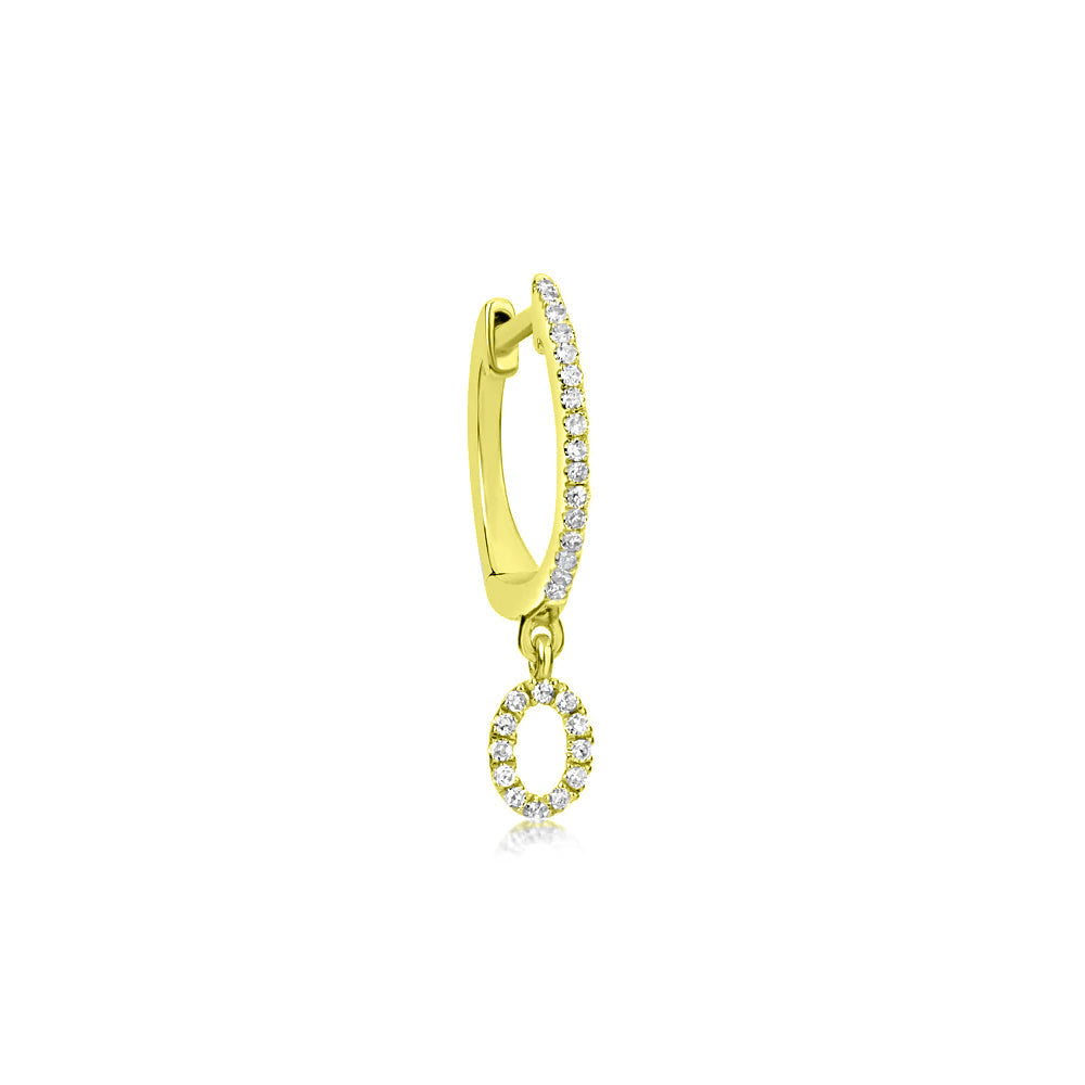Yellow Gold Diamond Oval Earring (single)