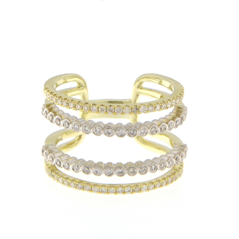 Yellow Gold Double Bezel Diamond Band Ring