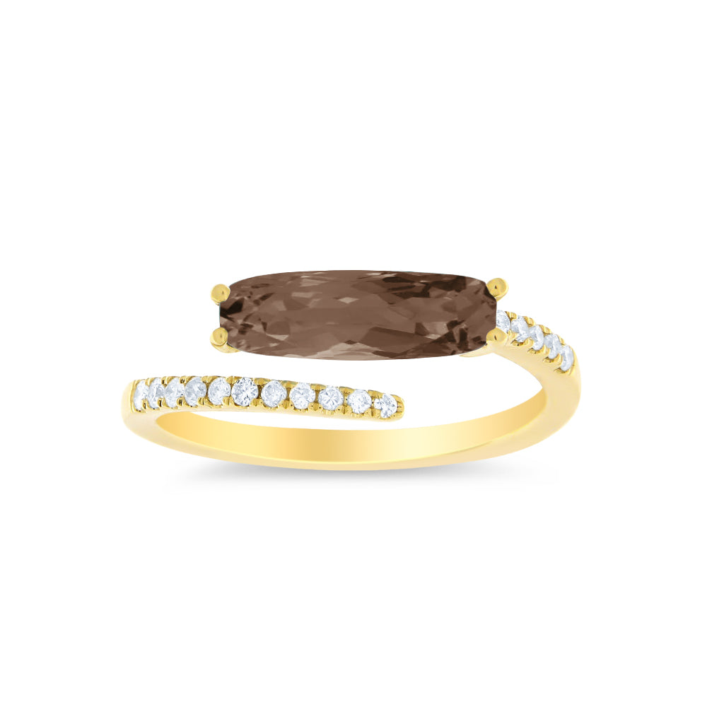 Spiral Yellow Gold and Smokey Quartz Ring