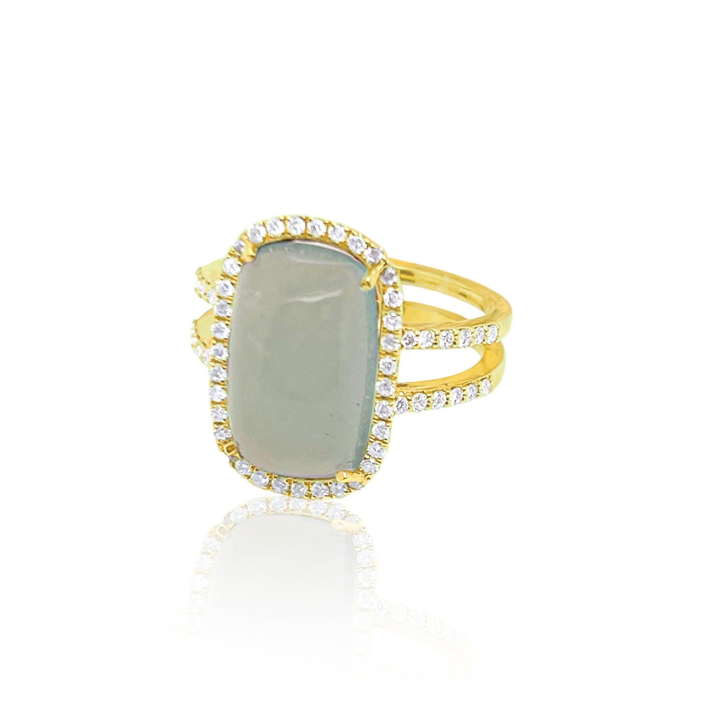 Statement Milky Aqua and Diamond Ring