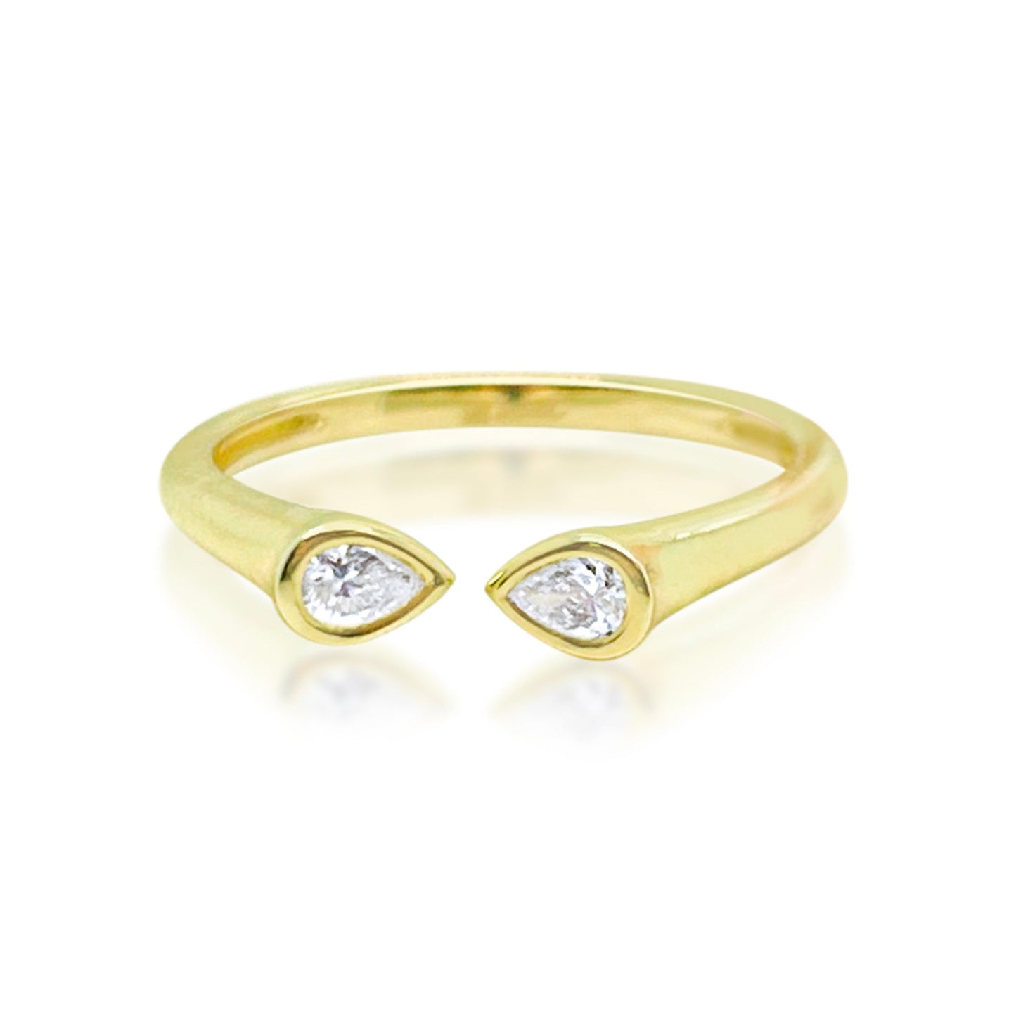 Yellow Gold Open Band and Diamond Ring