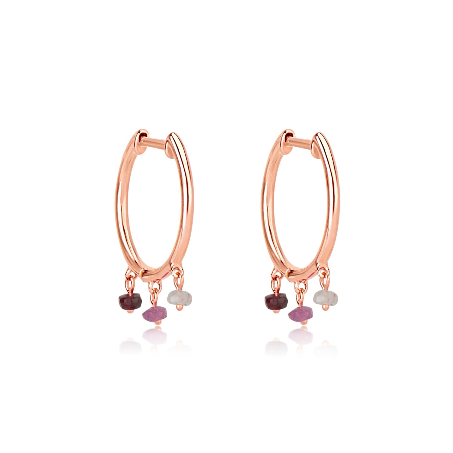 Rose Gold Ruby Fringe Hoop