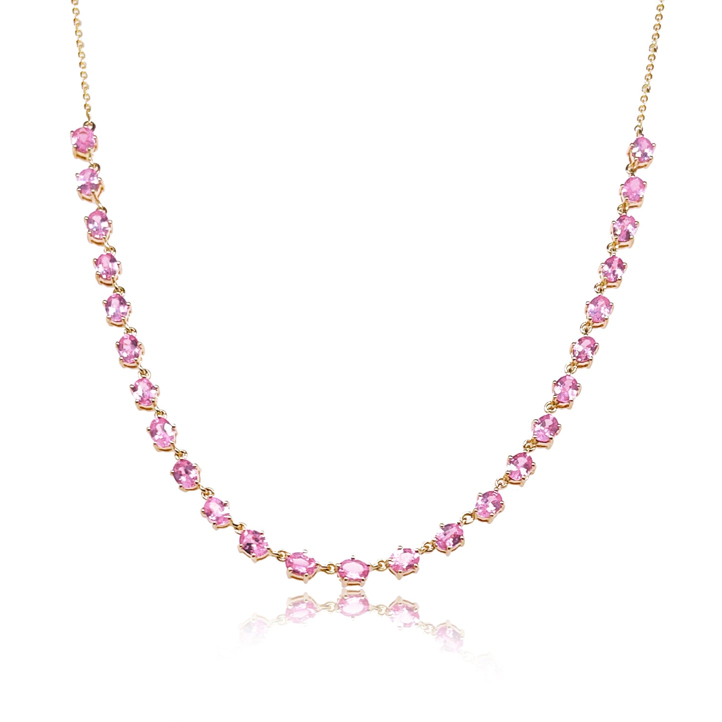 pink sapphire tennis necklace
