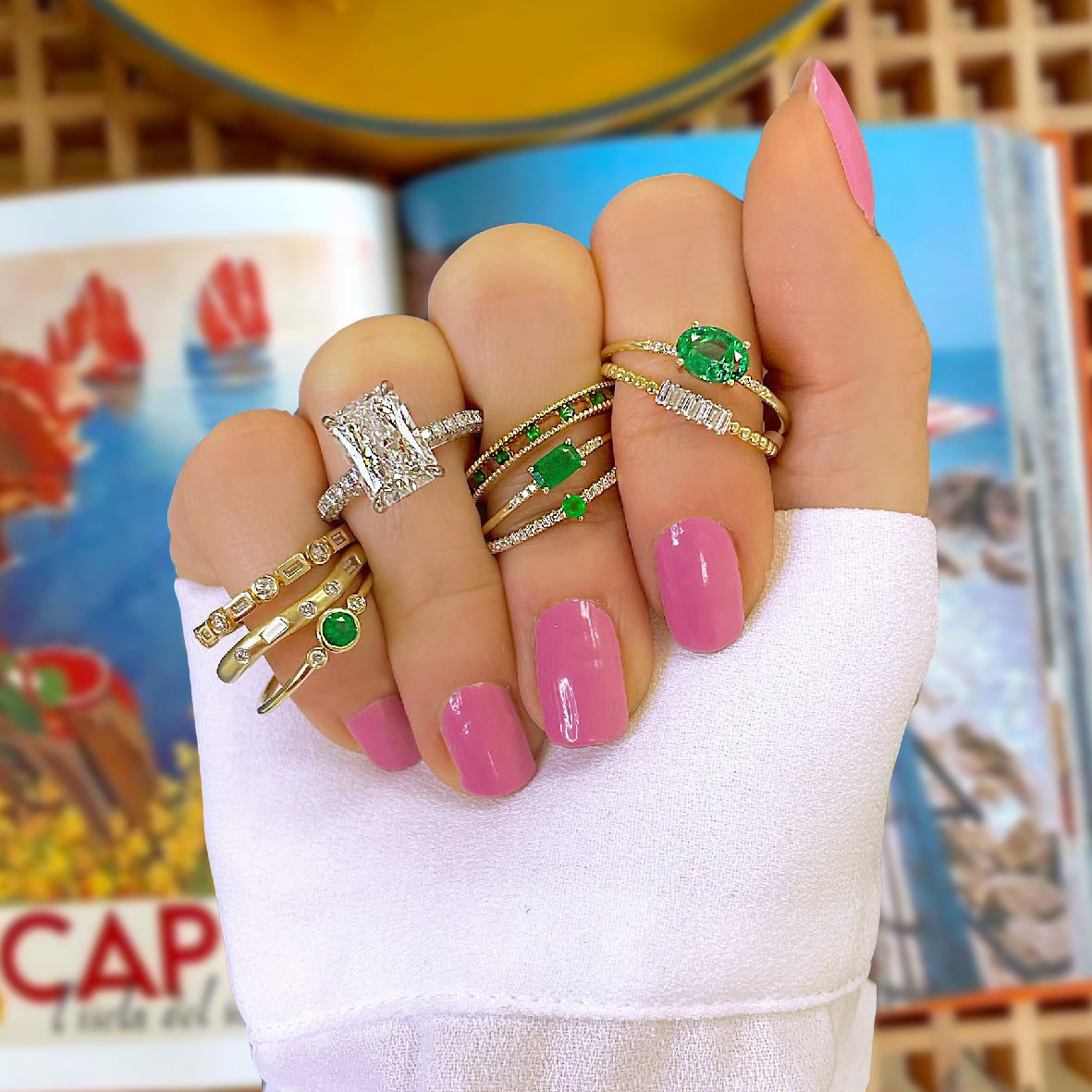 Yellow Gold and Emerald Diamond Ring
