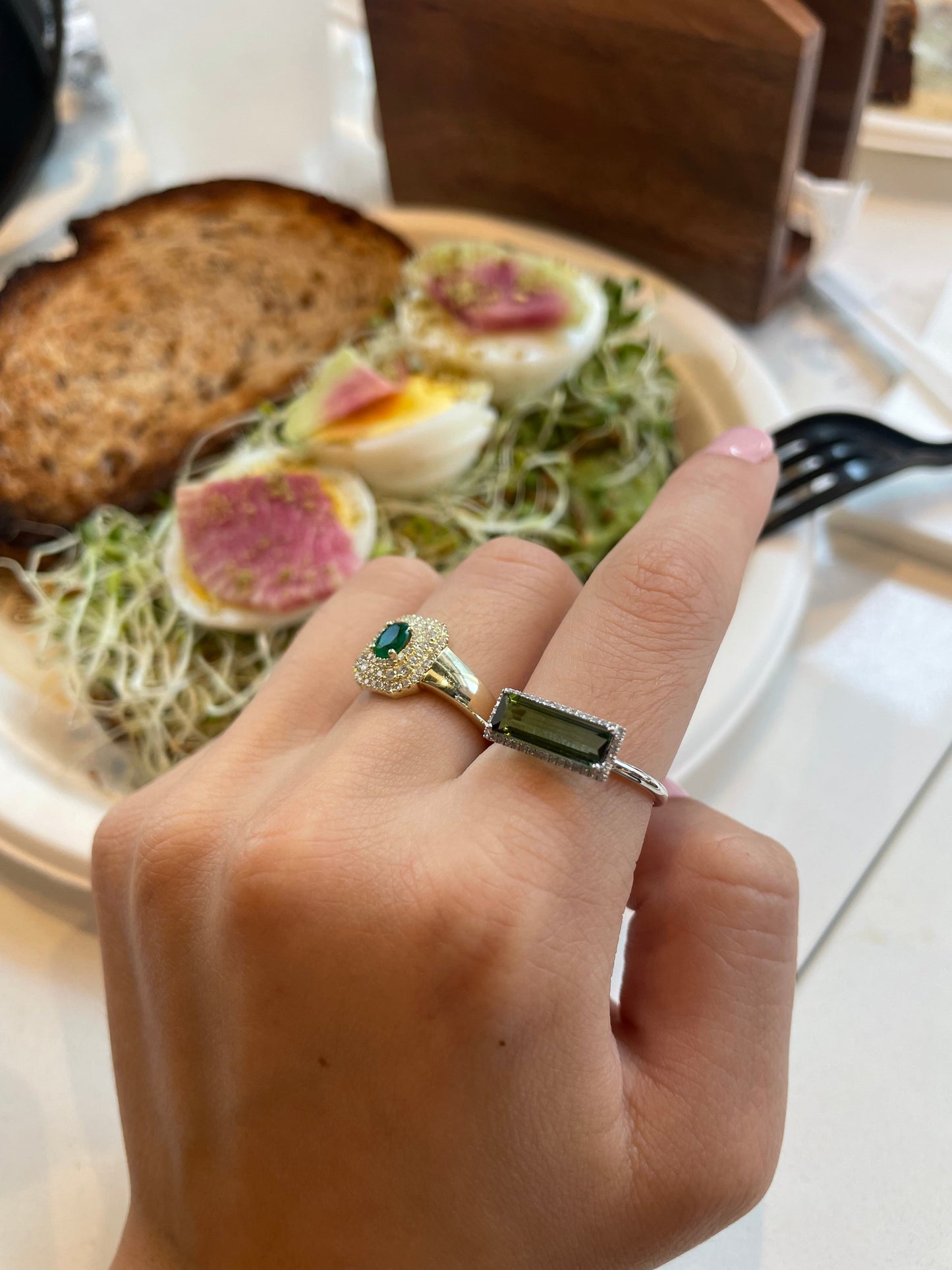 White Gold Watermelon Tourmaline Ring