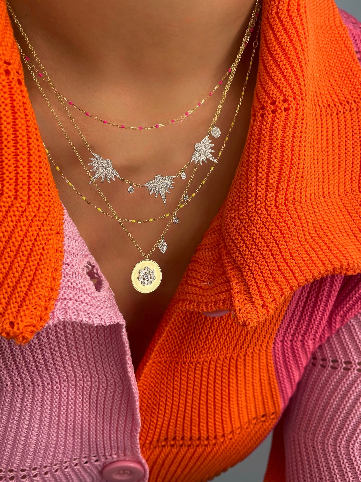 Yellow Enamel Dainty Layering Chain
