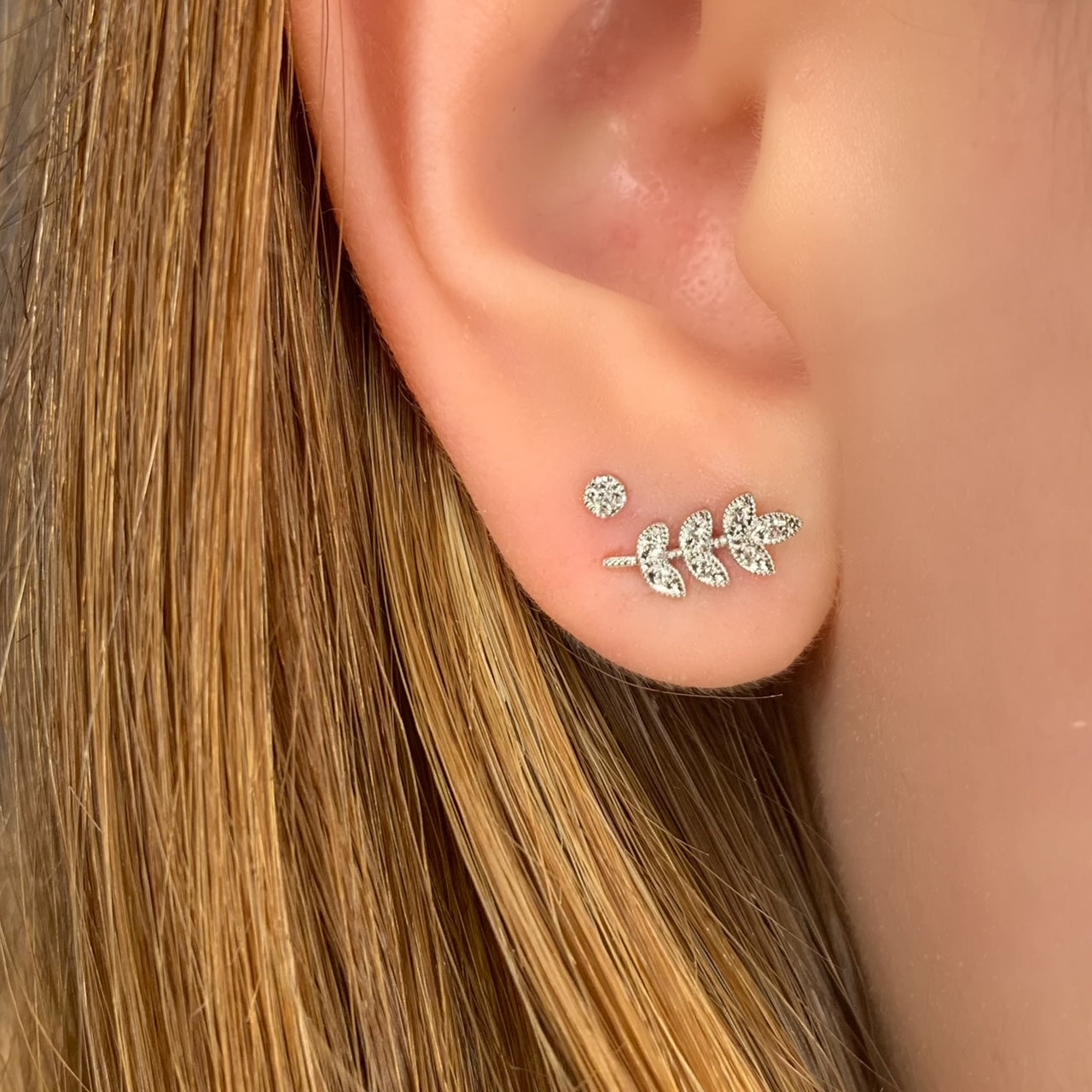 Diamond Leaf Studs