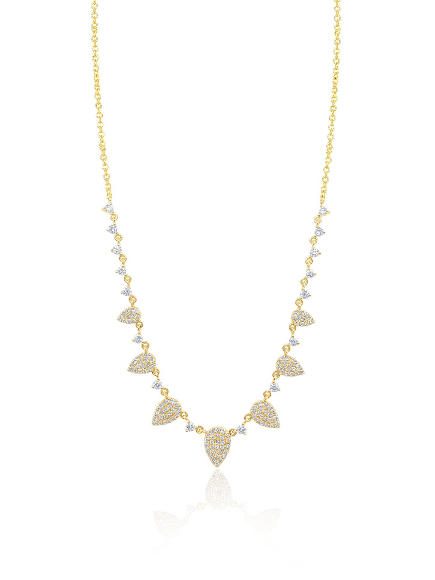 Yellow Gold Diamond and Diamond Teardrop Necklace