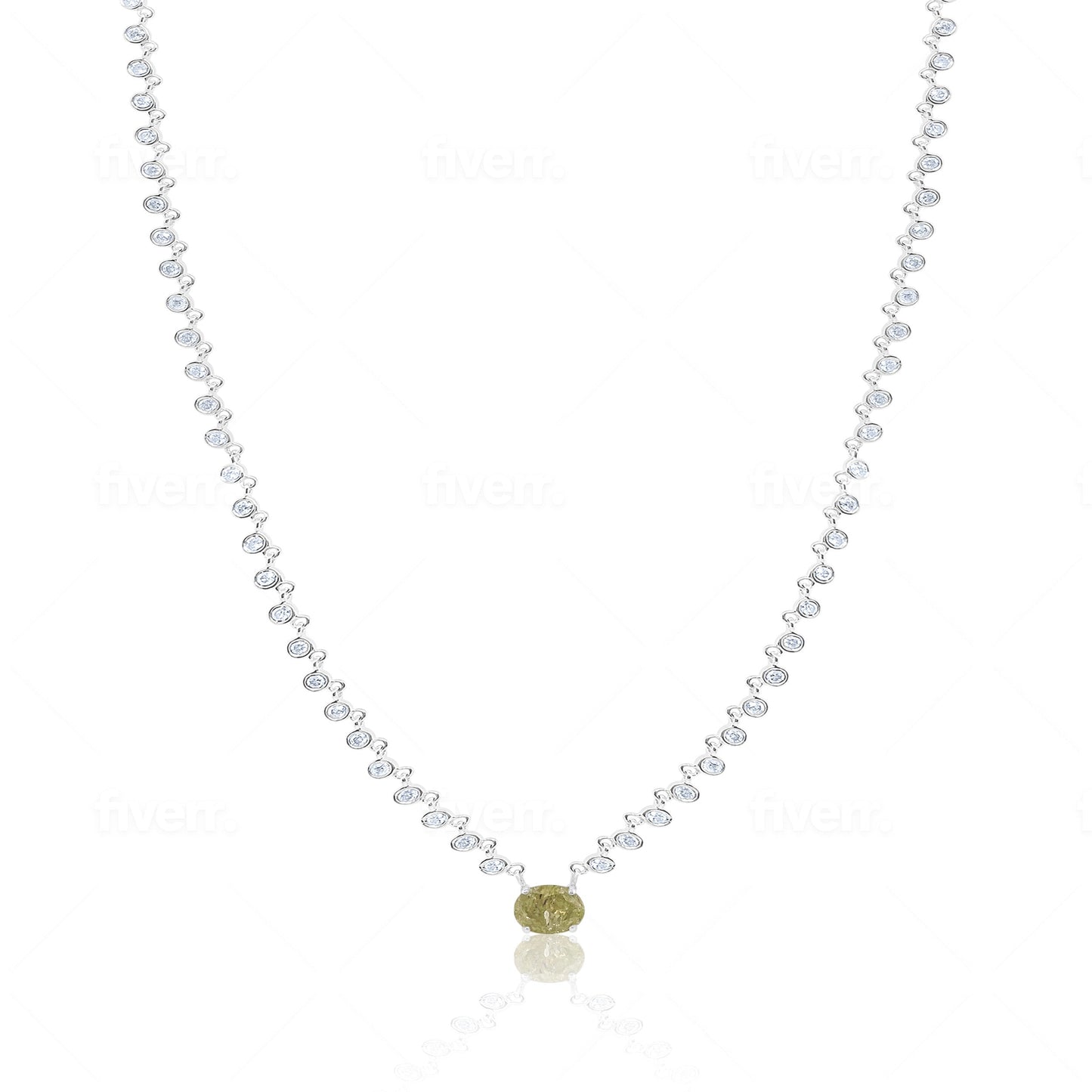 White Gold Diamond and Rough Diamond Necklace