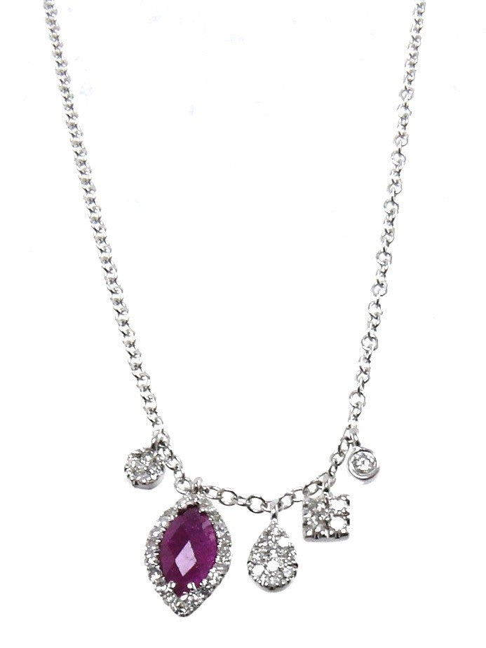 White Gold Ruby and Diamond Necklace