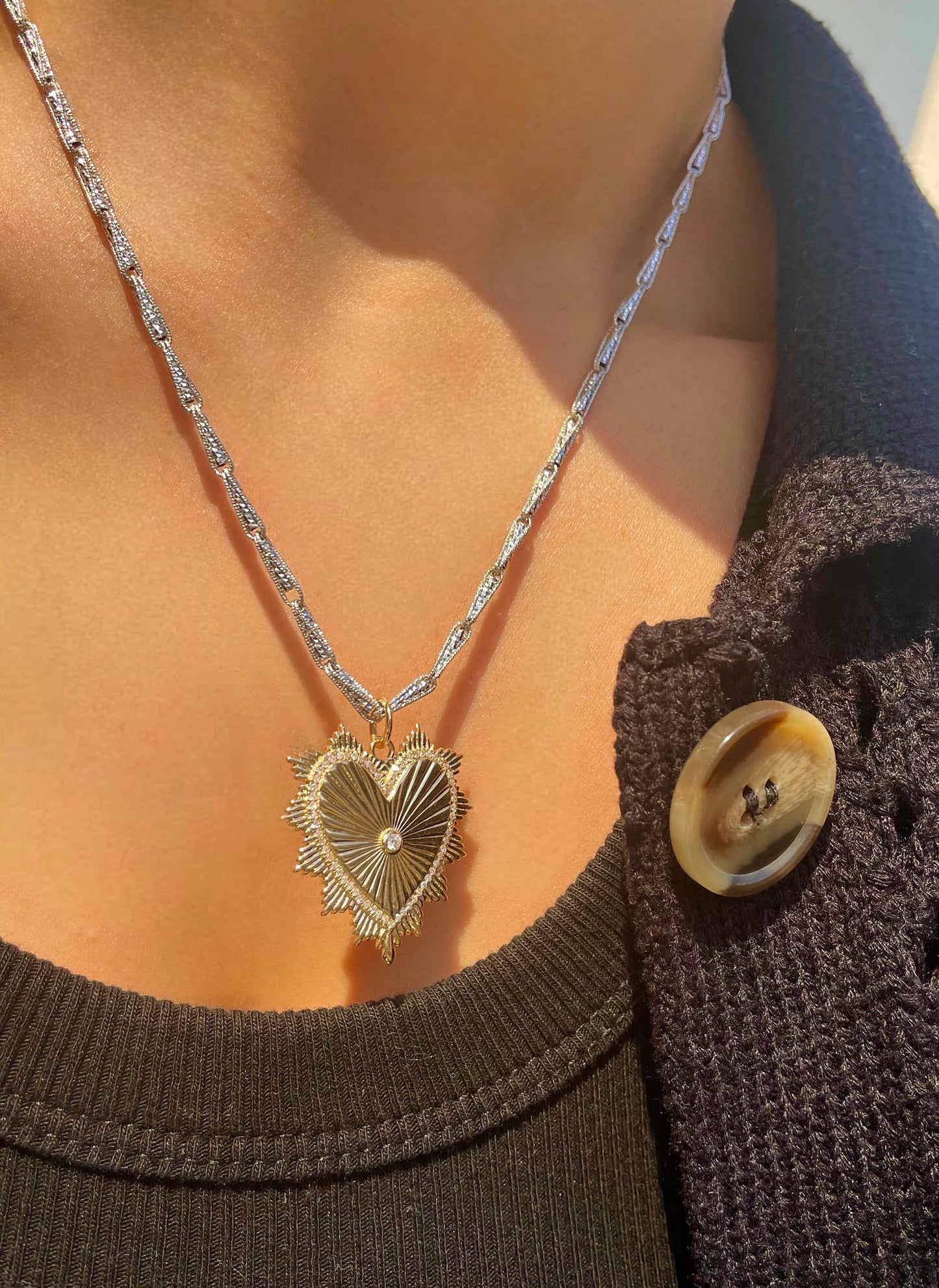 Yellow Gold Diamond Heart Charm