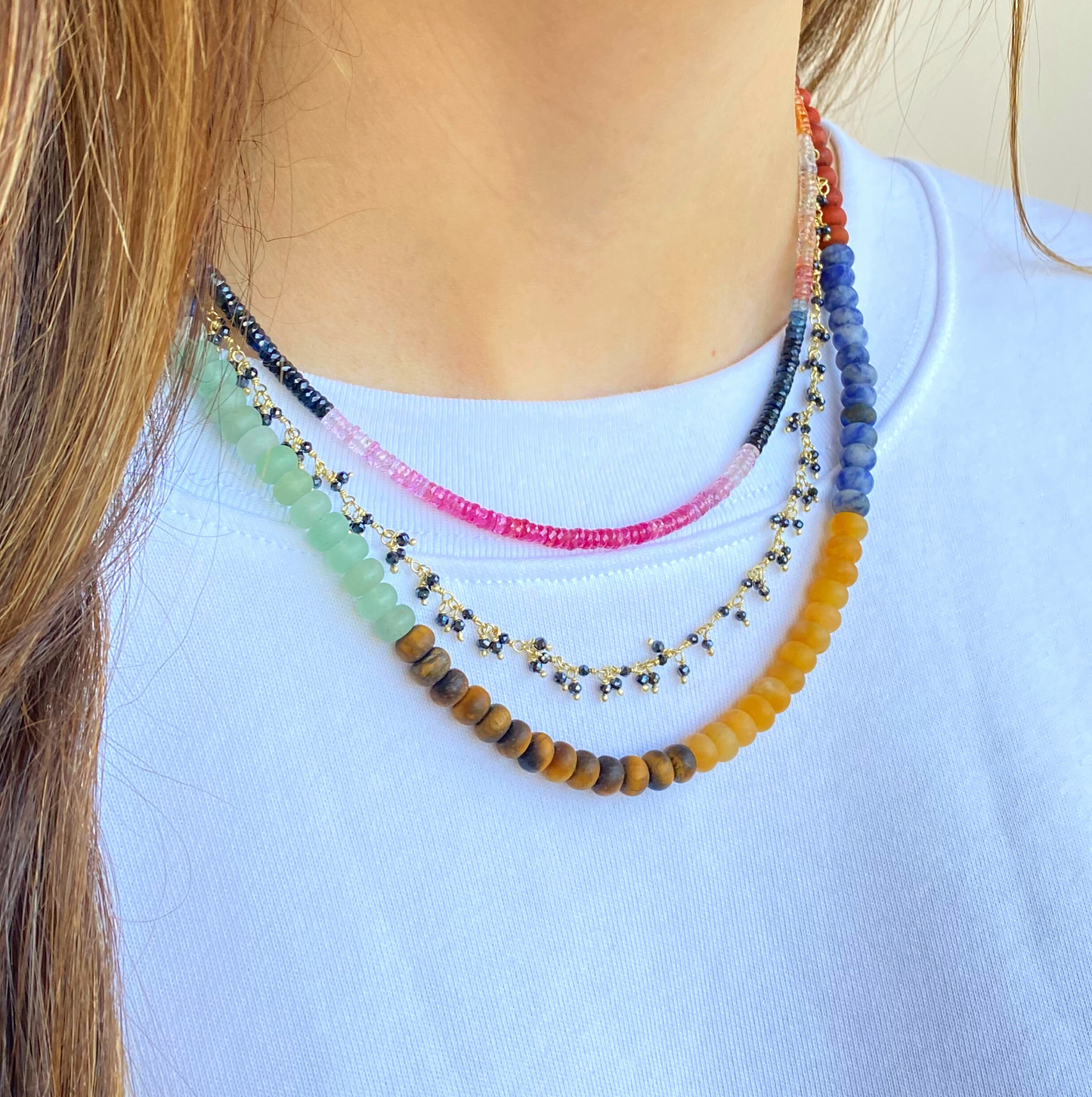 Dainty Black Onyx Bead and Layering Chain