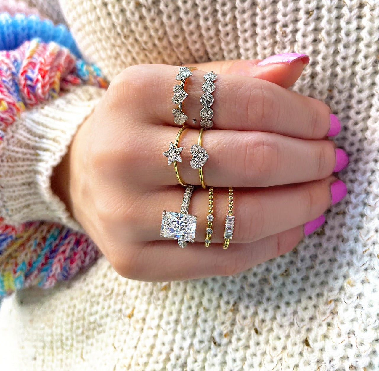 yellow gold and diamond star ring