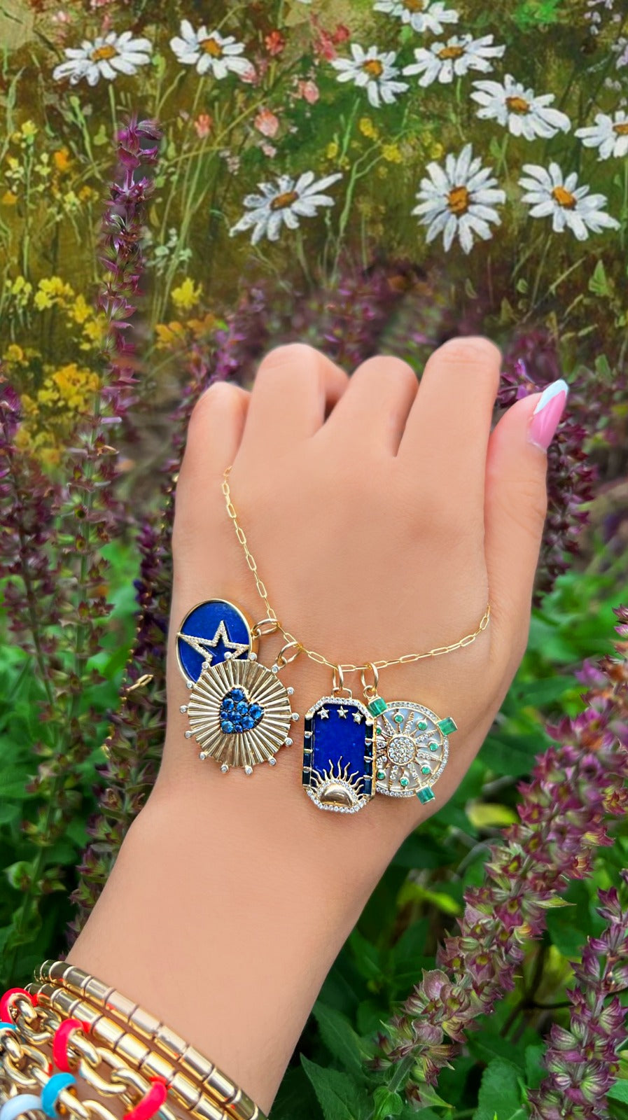 Yellow Gold and Sapphire Heart Medallion