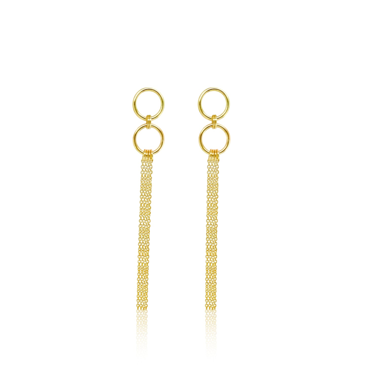 Yellow Gold Hoop and Fringe Earrings