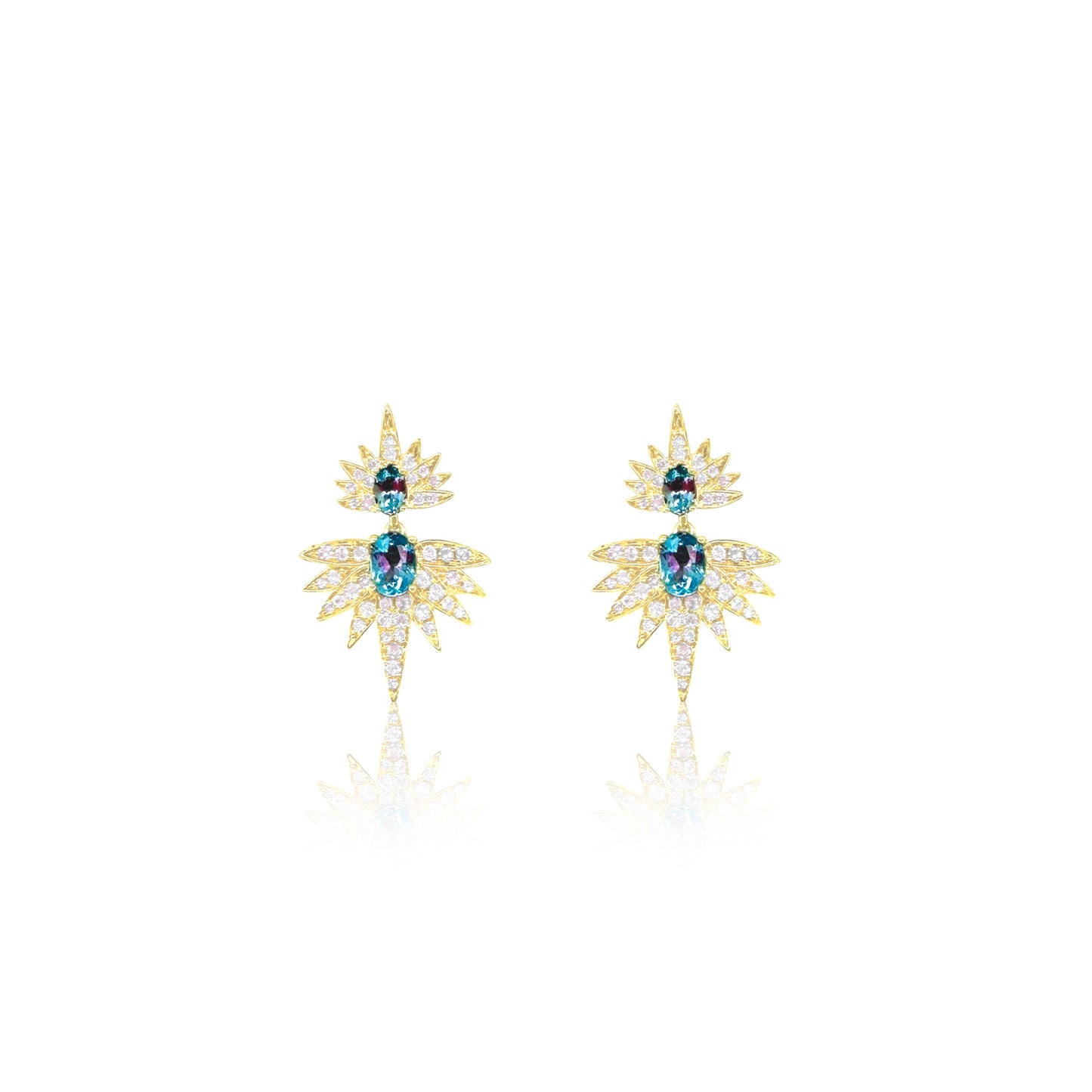 Opal and Diamond Sun Earrings