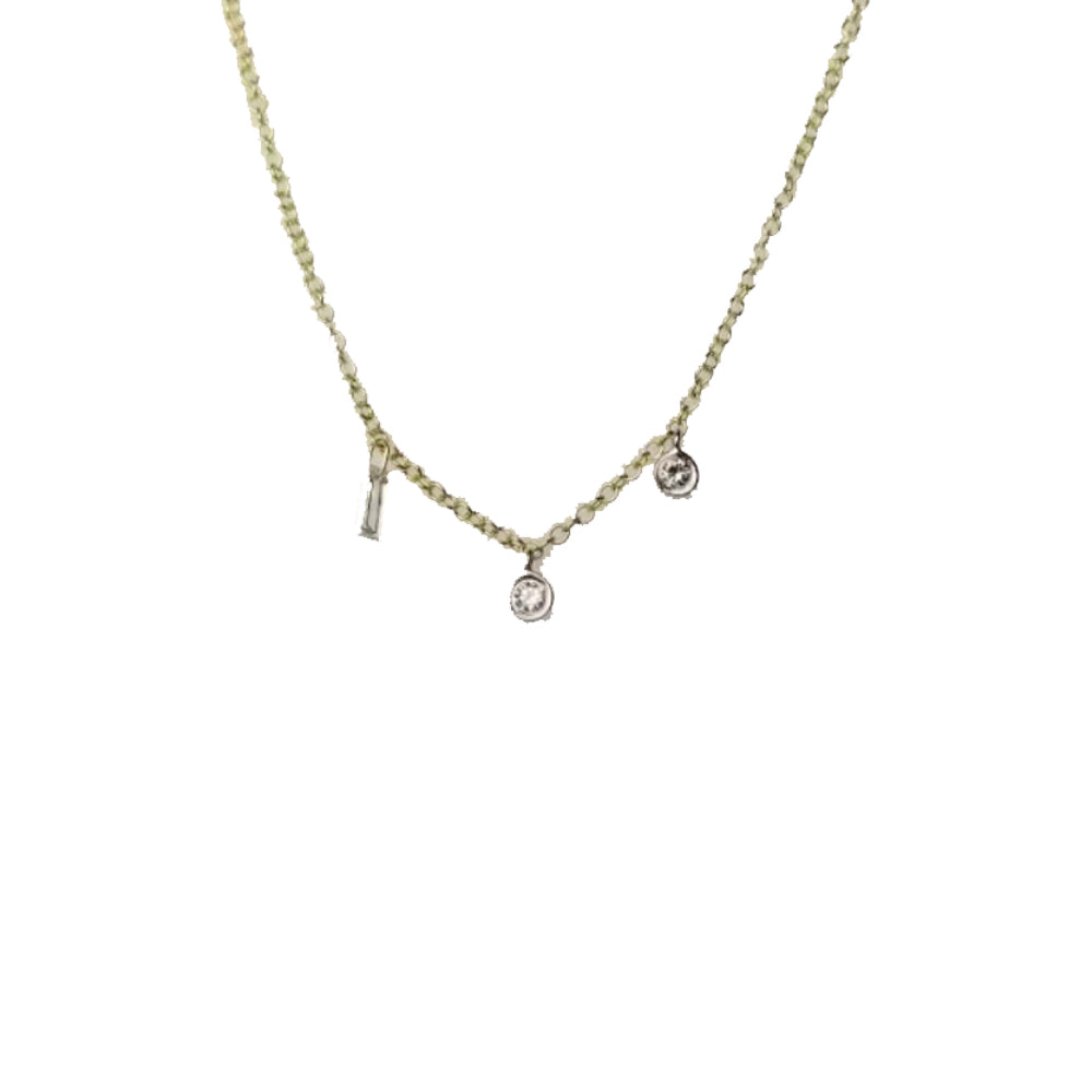 Yellow Gold Drilled Diamond and Bezels Necklace