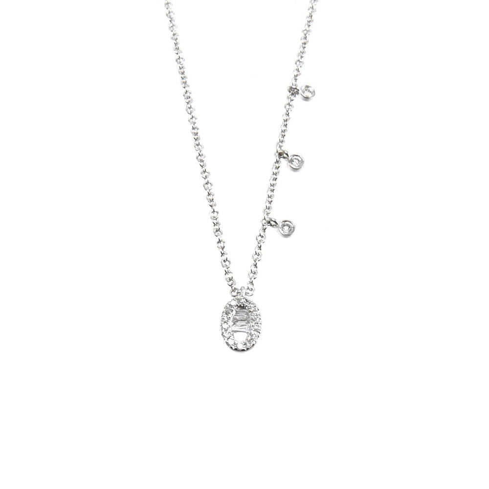 Yellow Gold Diamond Baguette and Bezel Necklace