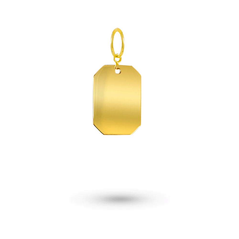 Yellow Gold Dog Tag Charm