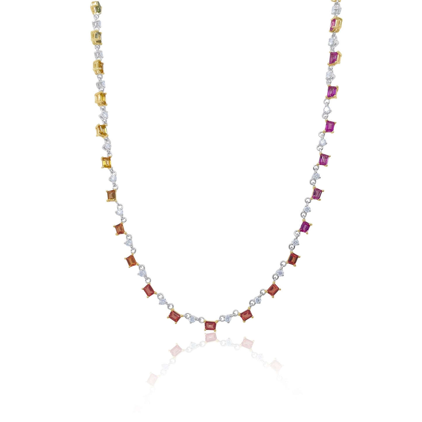 Graduate Sapphire and Diamond Tennis Necklace
