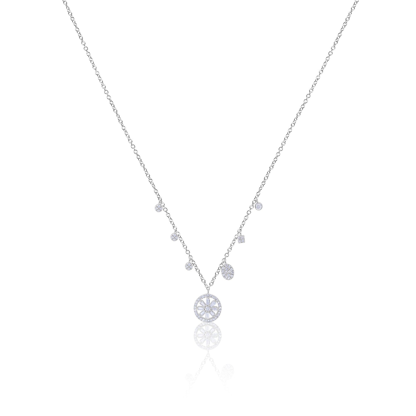 White Gold Diamond Wheel Necklace