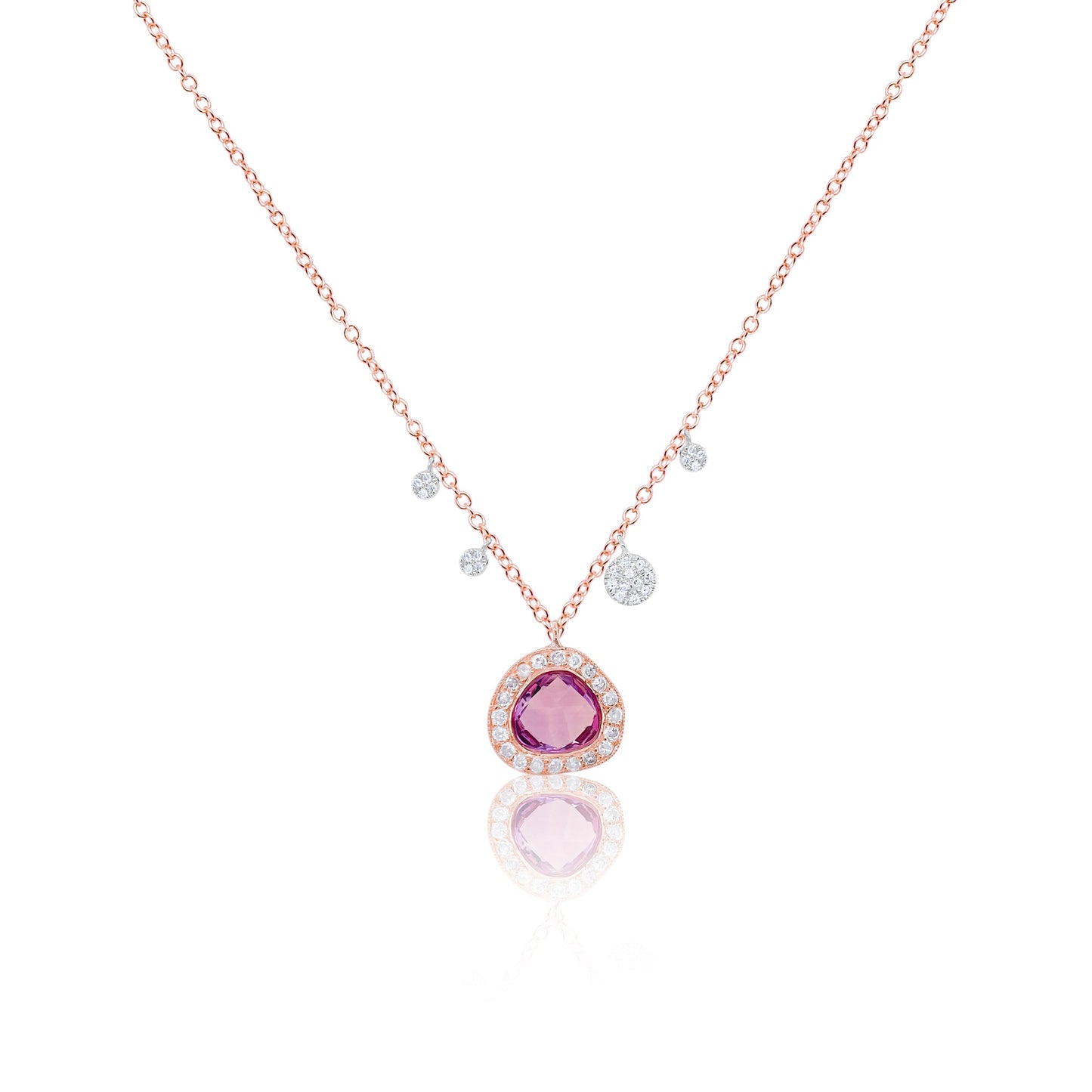 Rose Gold Diamond Sliced Amethyst Necklace