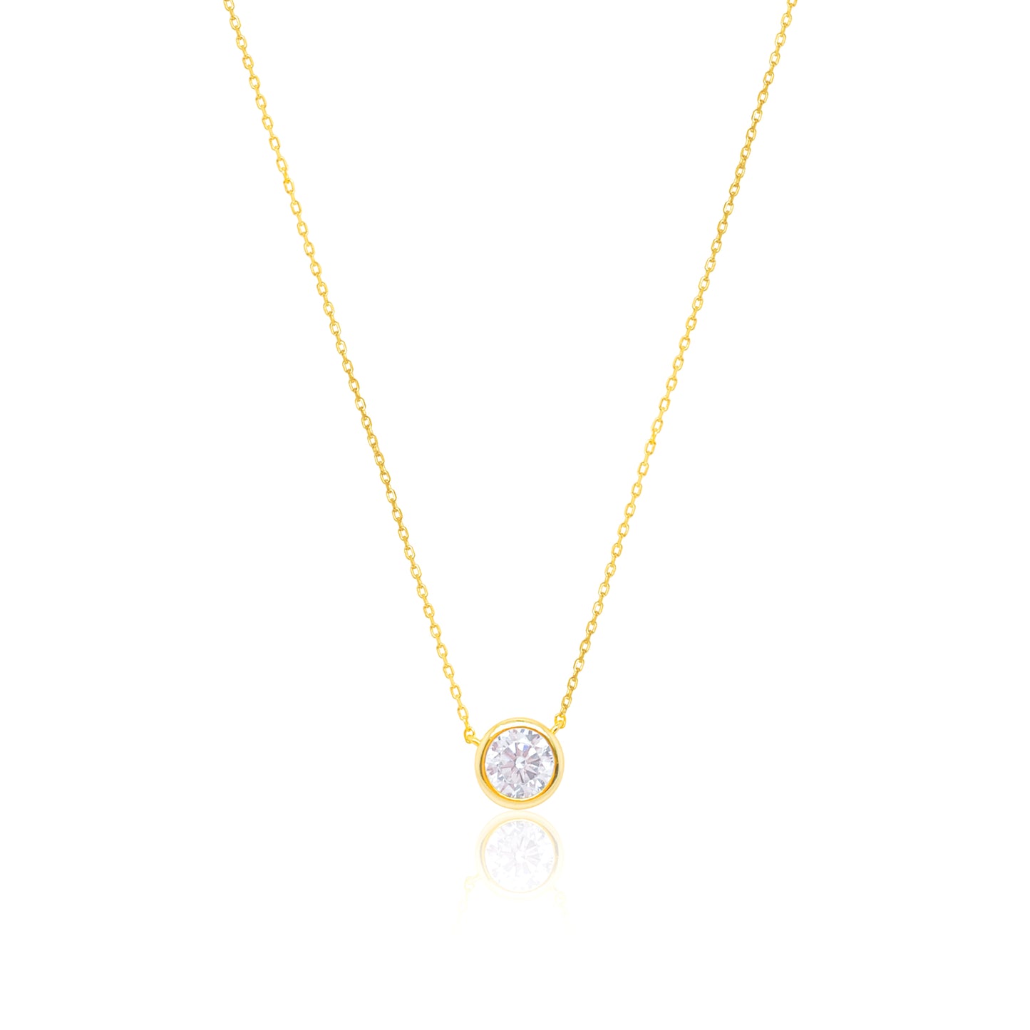 Etoielle Yellow Gold Tone Bezel Set Round CZ Necklace