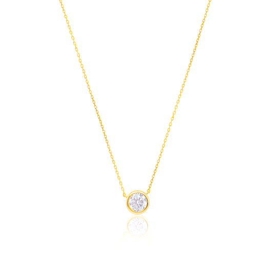 Etoielle Yellow Gold Tone Bezel Set Round CZ Necklace