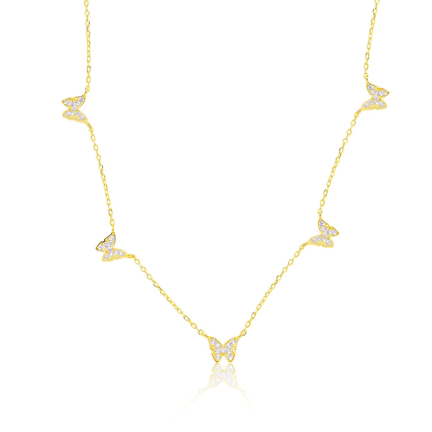 Etoielle Yellow Gold Tone CZ Butterfly Charm Necklace