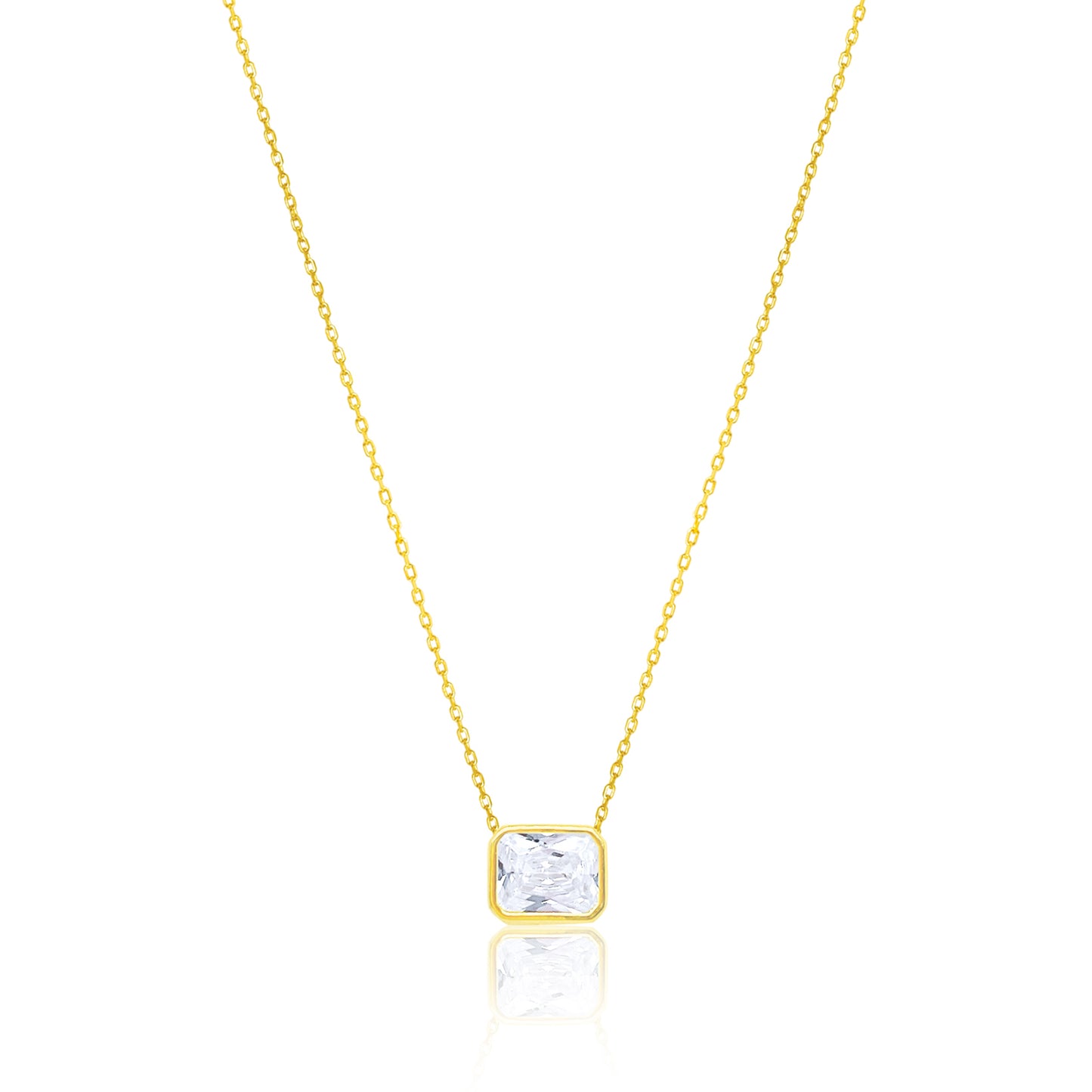 Etoielle Yellow Gold Tone Bezel Set Cushion CZ Necklace