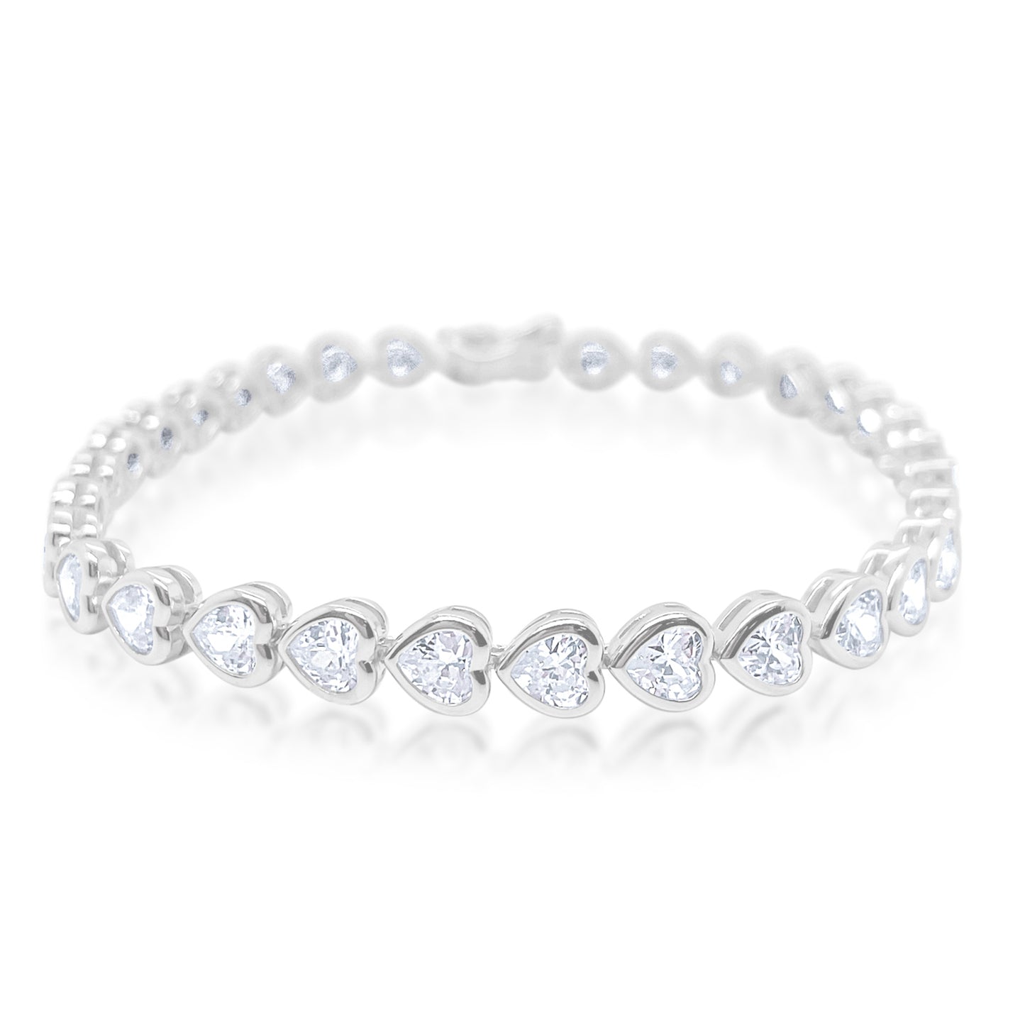 Etoielle White Gold Tone Heart Cut CZ Tennis Bracelet