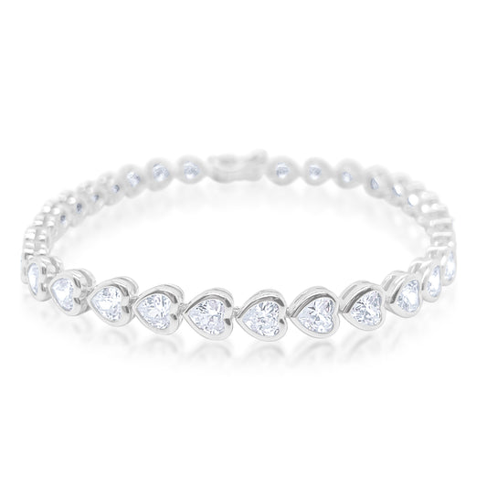 Etoielle White Gold Tone Heart Cut CZ Tennis Bracelet