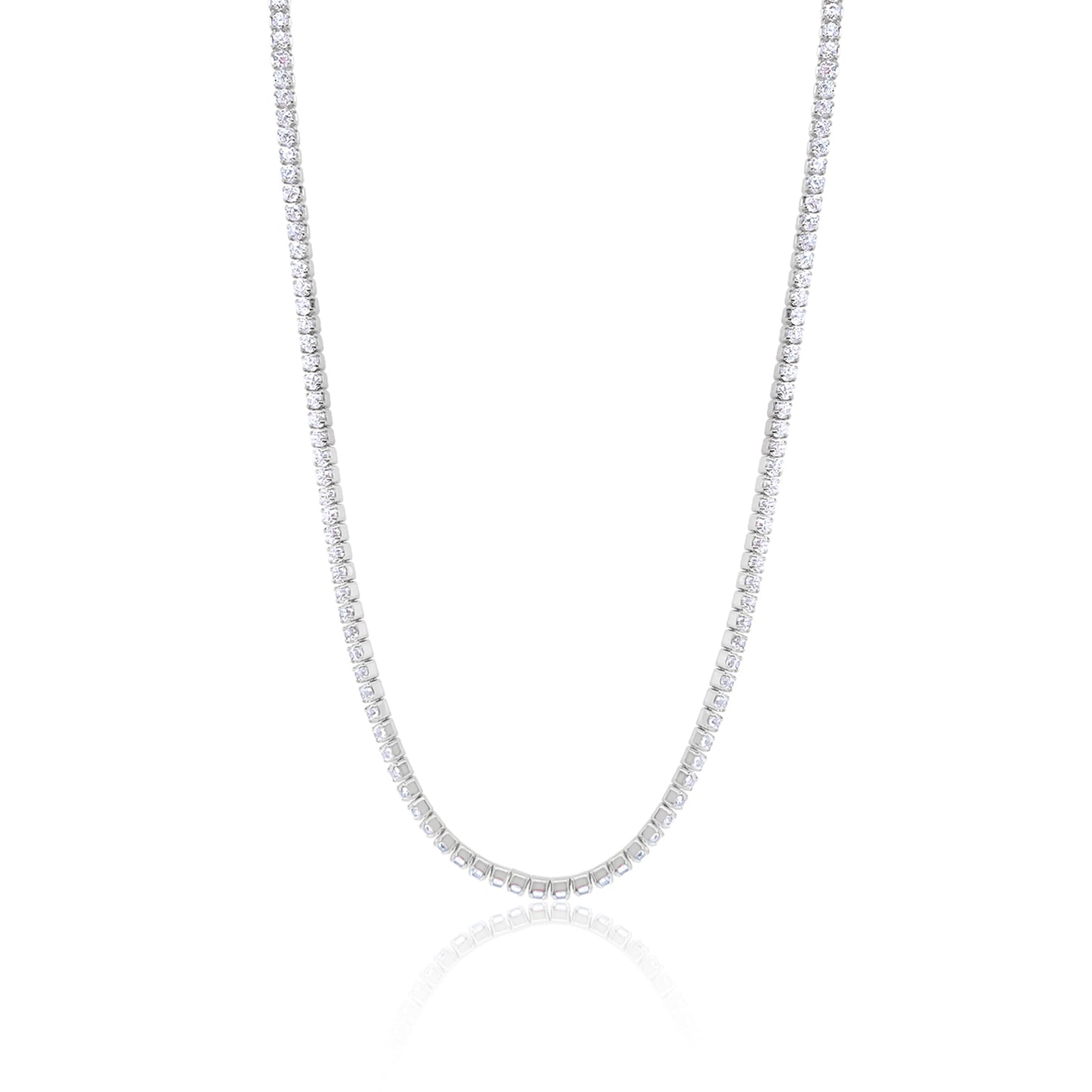 Etoielle White Gold Tone CZ Tennis Choker Necklace