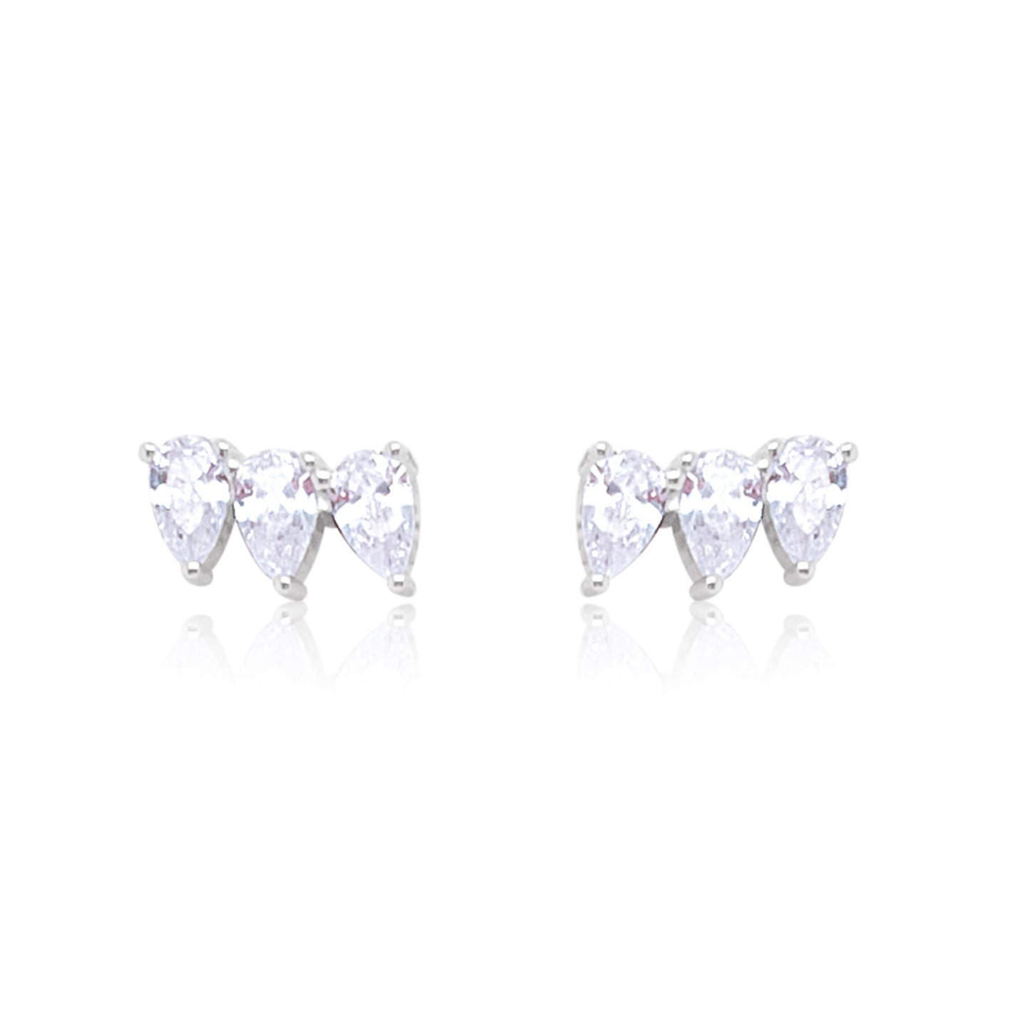 Etoielle White Gold Tone CZ Teardrop Studs