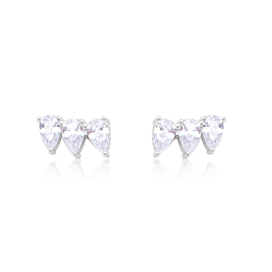 Etoielle White Gold Tone CZ Teardrop Studs